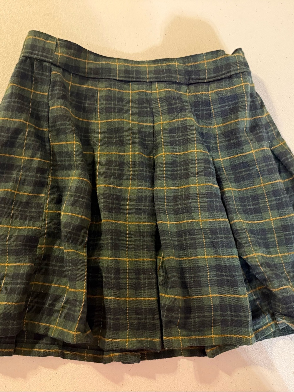 Hollister Ultra High-Rise Plaid Pleated Skirt Green Yellow Short Zip Small